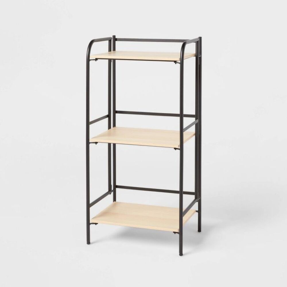 Open Box - Brightroom -  Modern Steel 3 Shelves Folda Natural